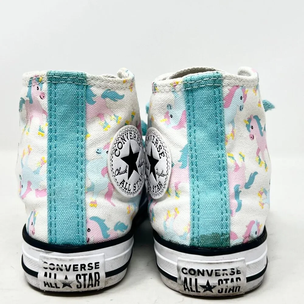 Girls Converse All Star High Top Sneakers‎ White/Multi Unicorns Size 12